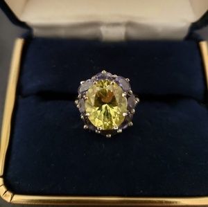 Sterling silver Citrine and Iolite ring.